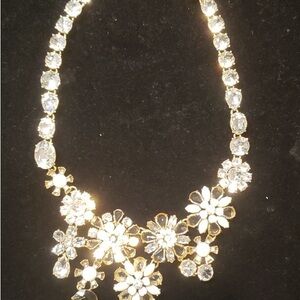J. Crew Gold, White, Silver Flower Statement Necklace